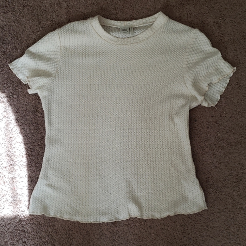 Paper Crane ivory thermal texture t shirt sz L